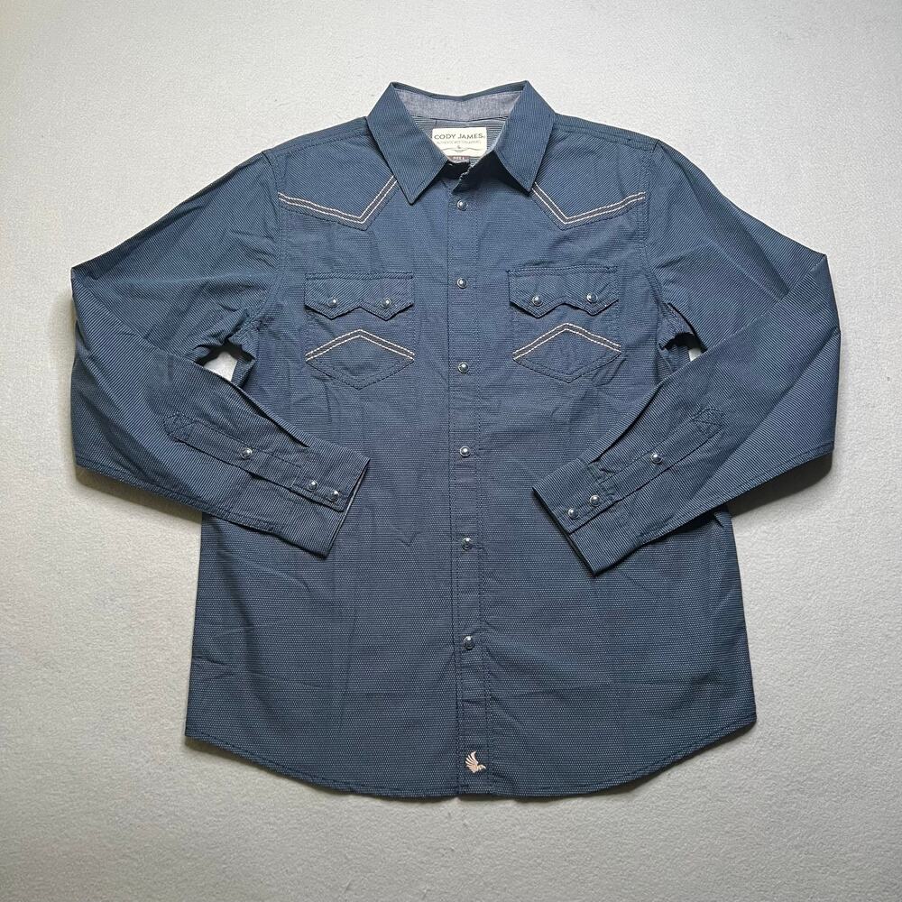 Cody James Western Pearl Snap Shirt Men's Small Blue Long Sleeve Cowboy Rodeo
